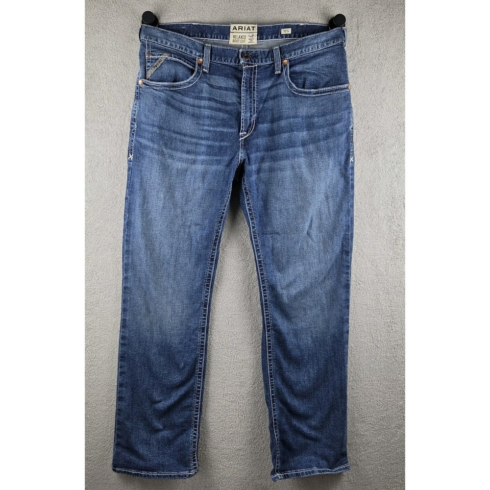 Ariat M4 Relaxed Fit Boot Cut Blue Jeans Mens 38x34(39x33) Medium Wash Western